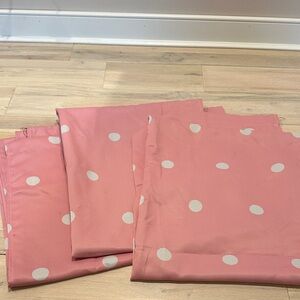 Set of 3 Pink and white polkadot blackout curtains drapes 38” x 84”